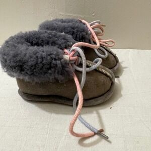 Australian Genuine Sheepskin Slippers Baby Medium Gray Cozy Warm‎ Winter Boots
